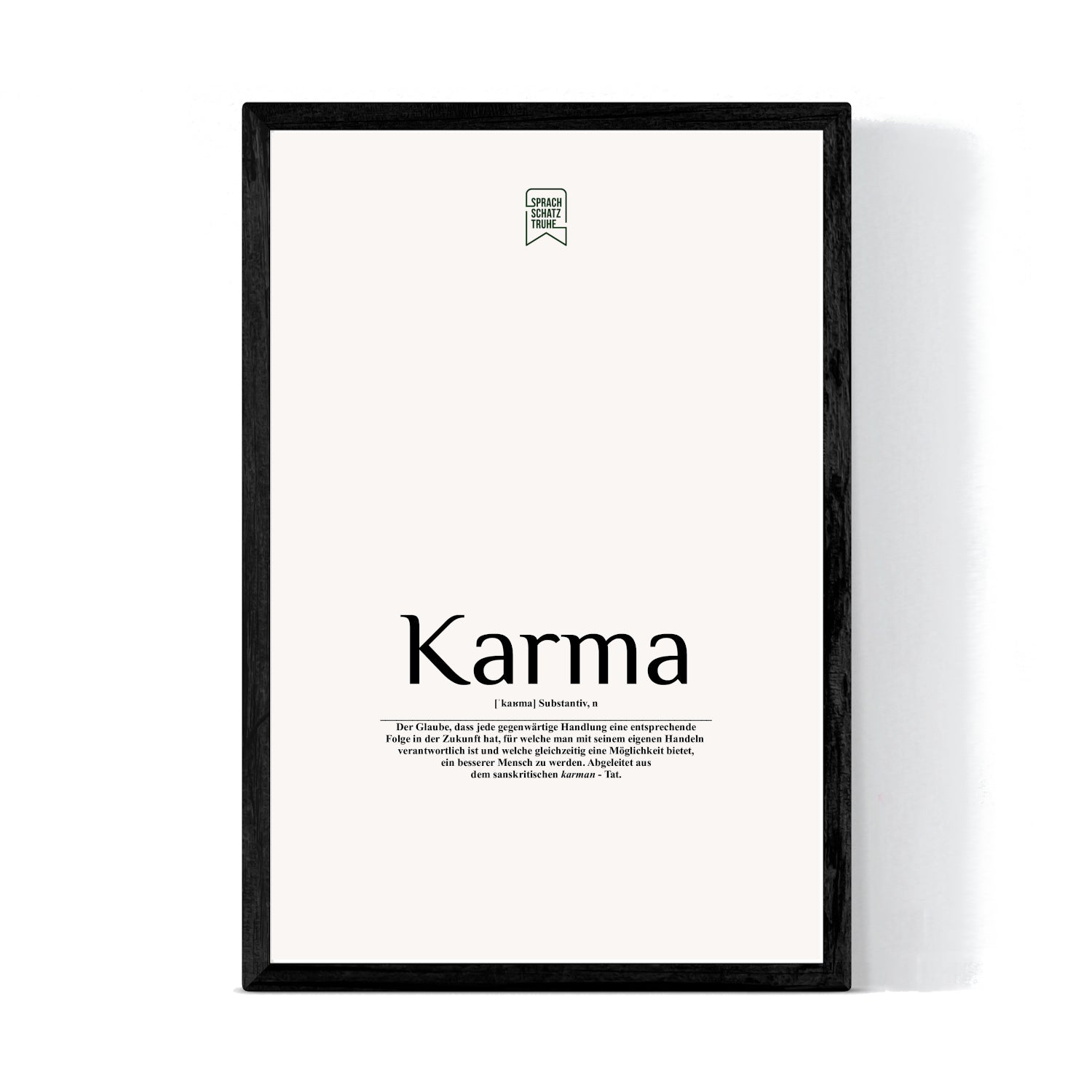Poster mit Wort Sprachschatztruhe - - Definition Karma